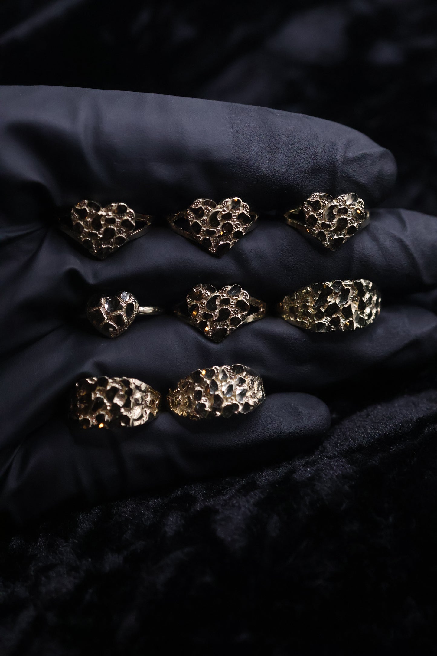 10k Heart gold nugget Rings