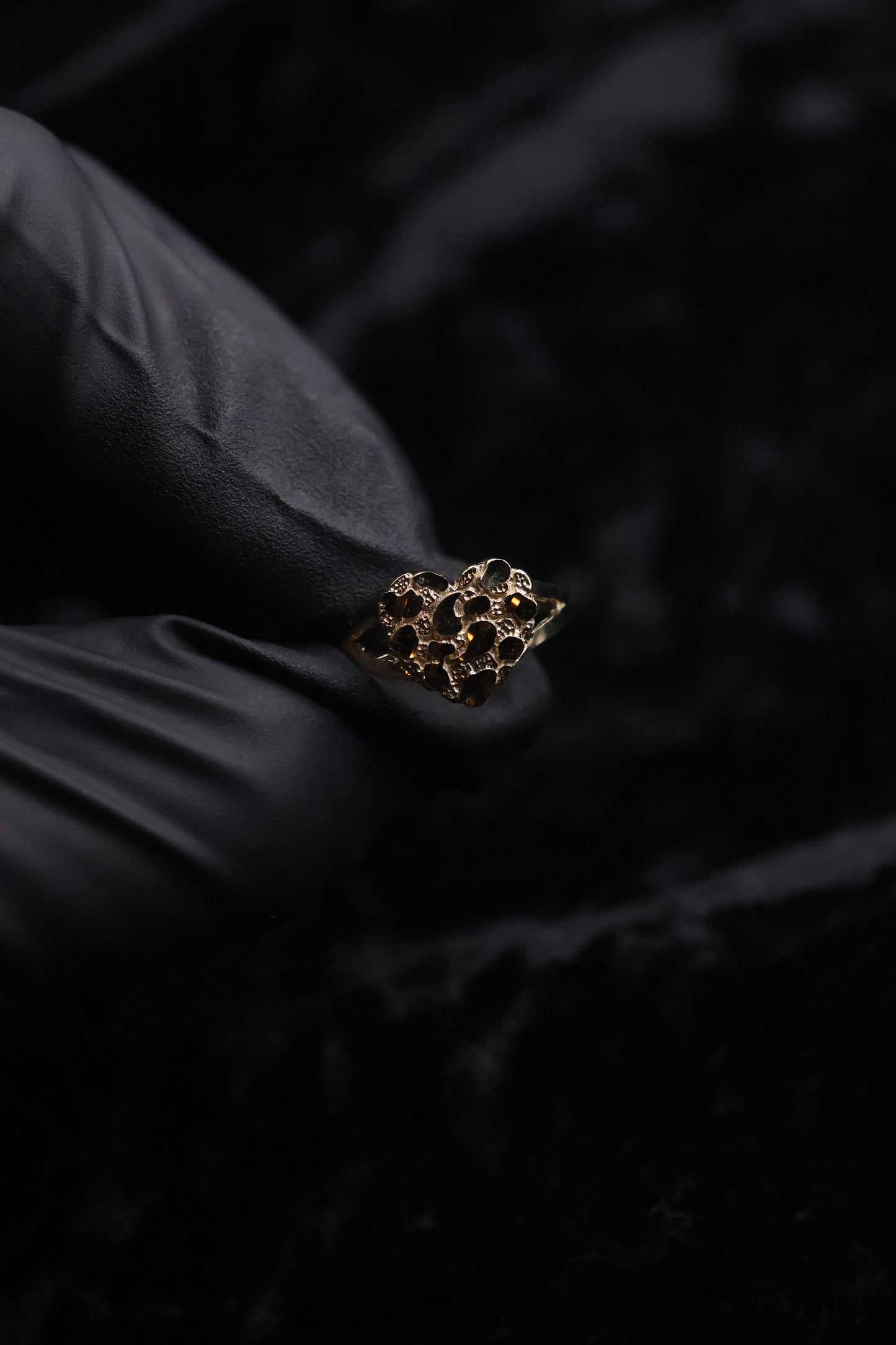 10k Heart gold nugget Rings