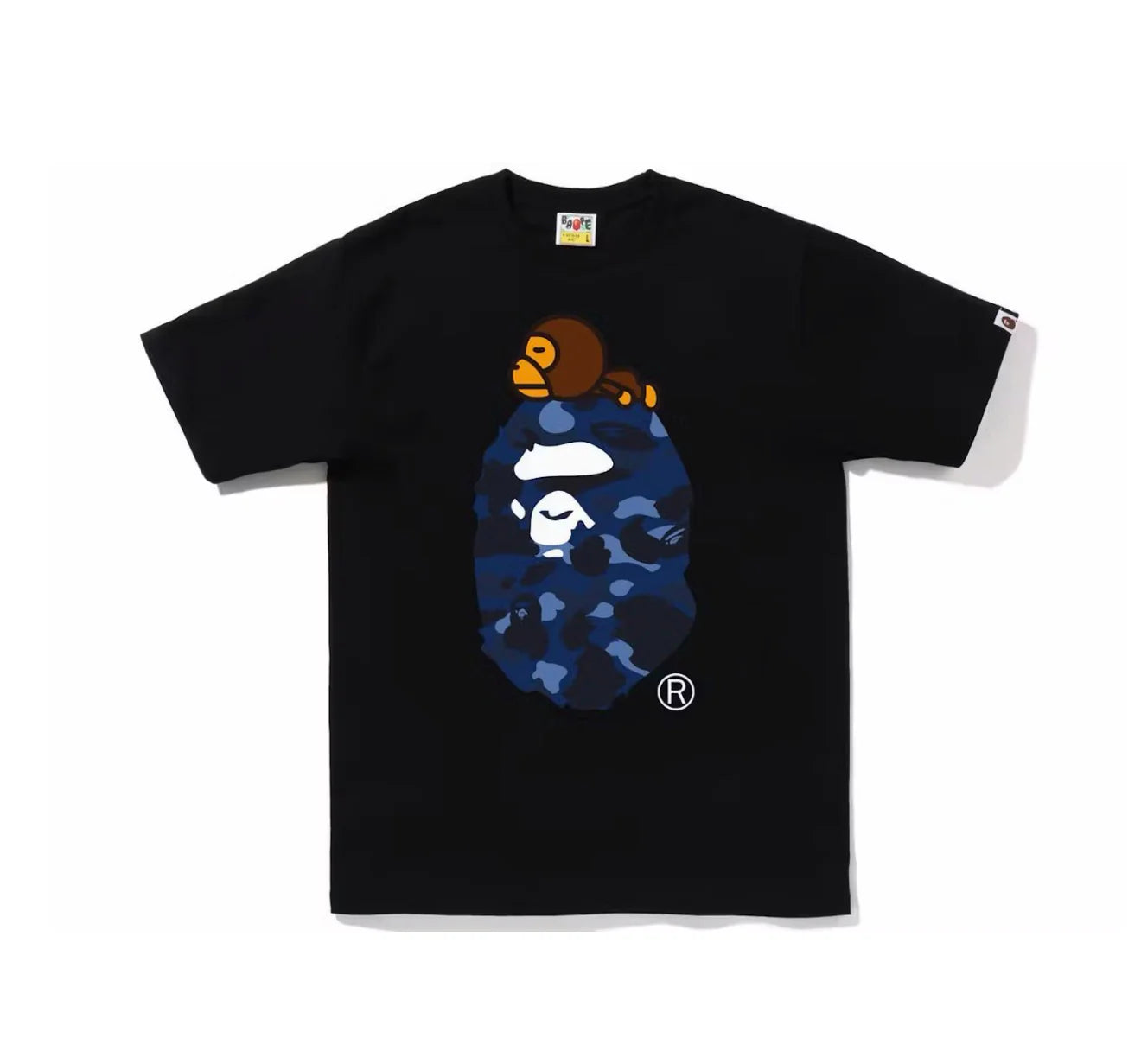 BAPE COLOR CAMO MILO ON BIG APE TEE BLACK/NAVY
