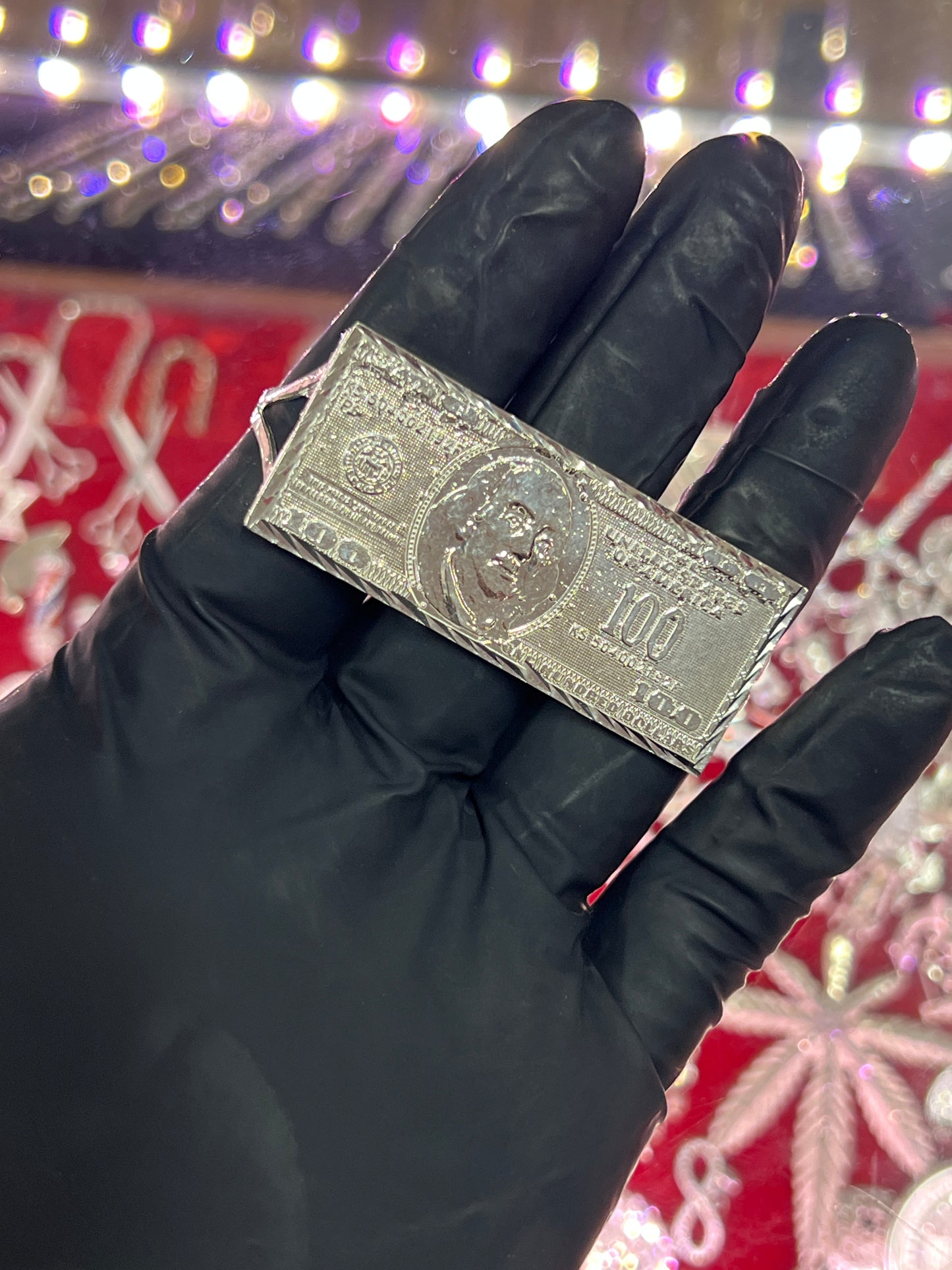 Big 100 Dollar 3 Finger Ring