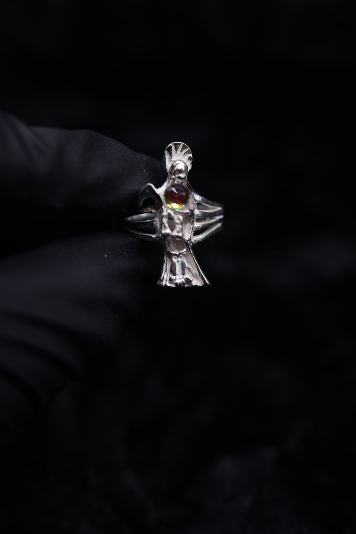 silver Santa Muerte Ring