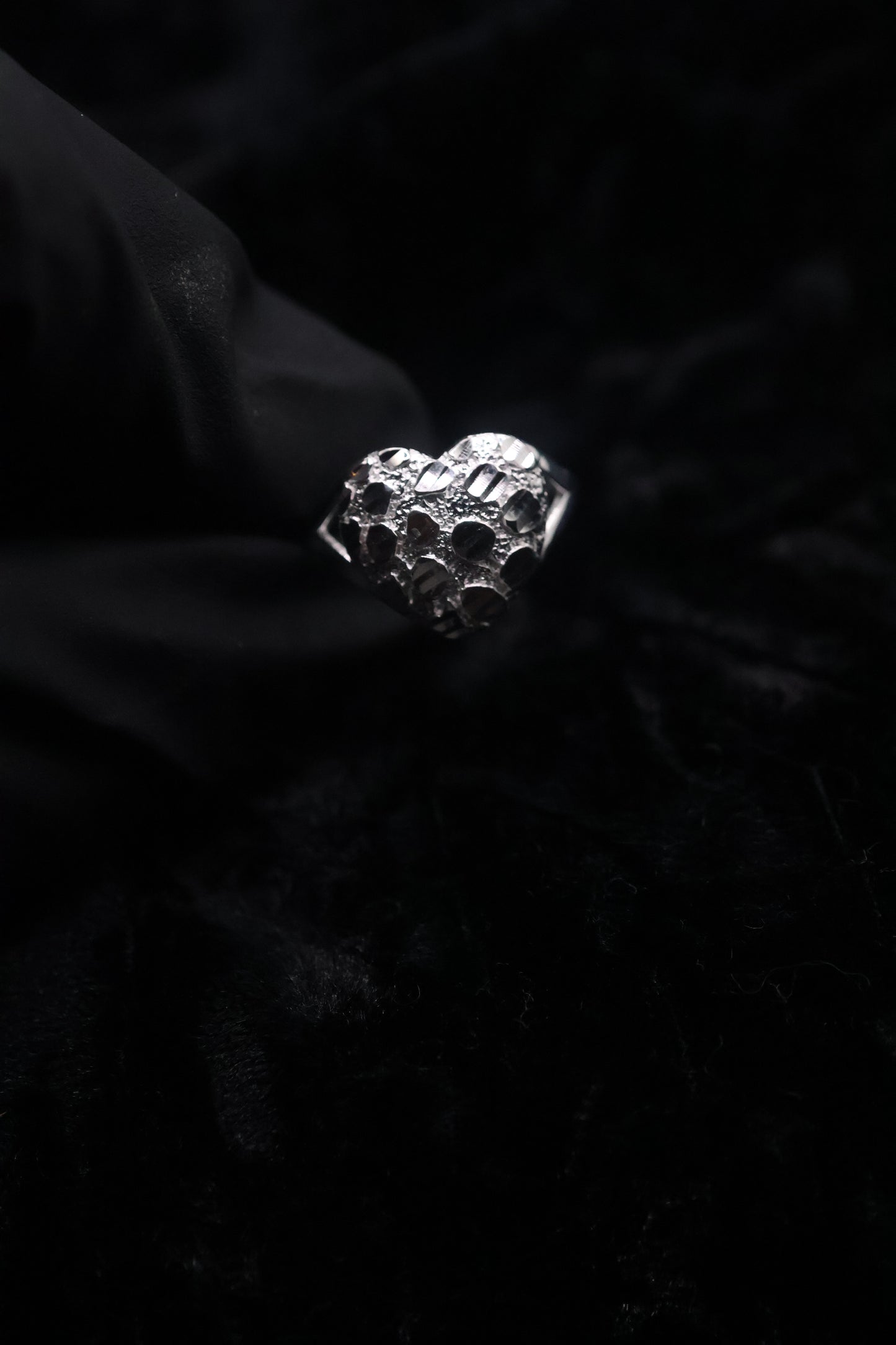 Small Silver nugget Heart Ring