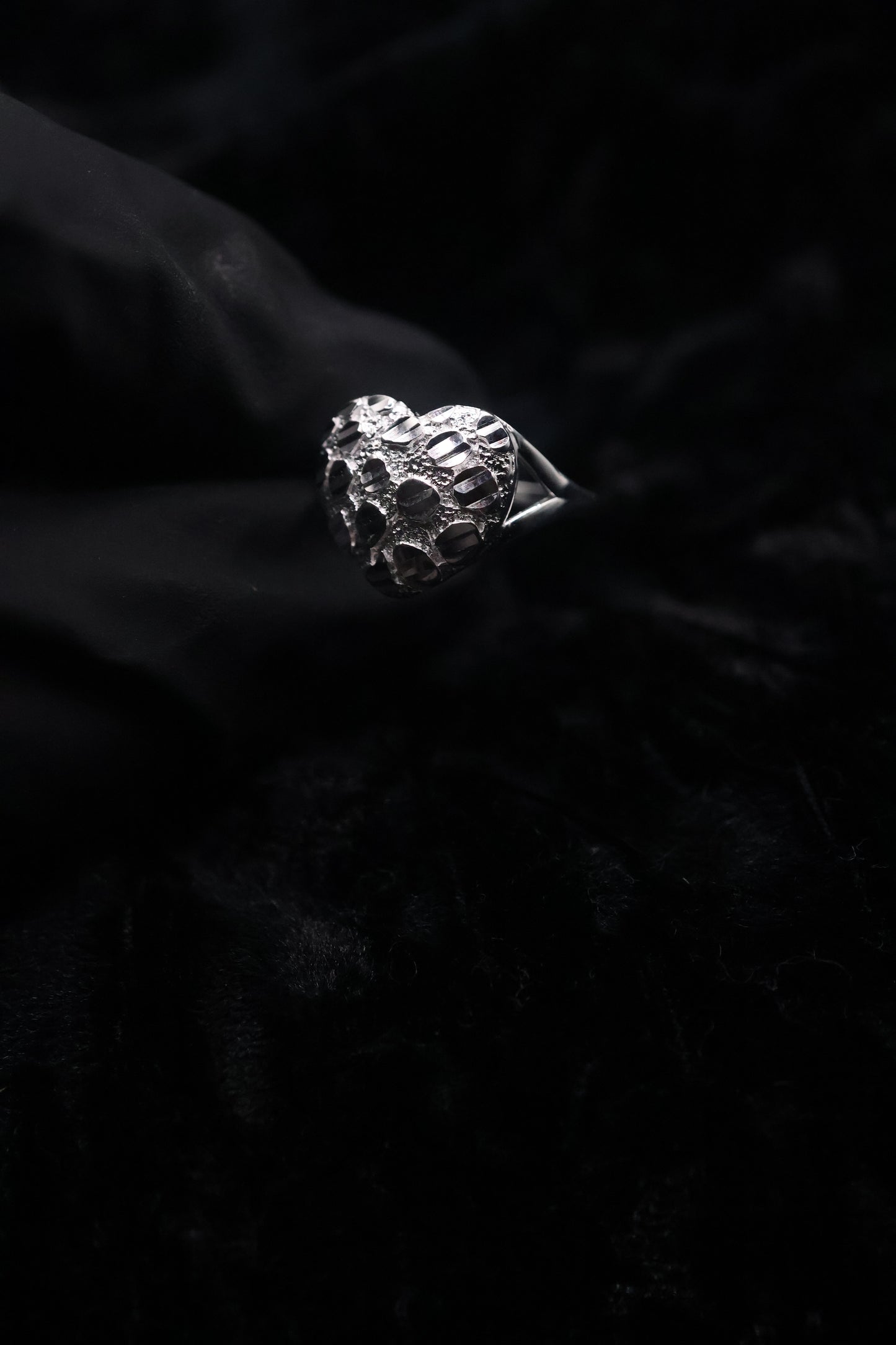 Small Silver nugget Heart Ring