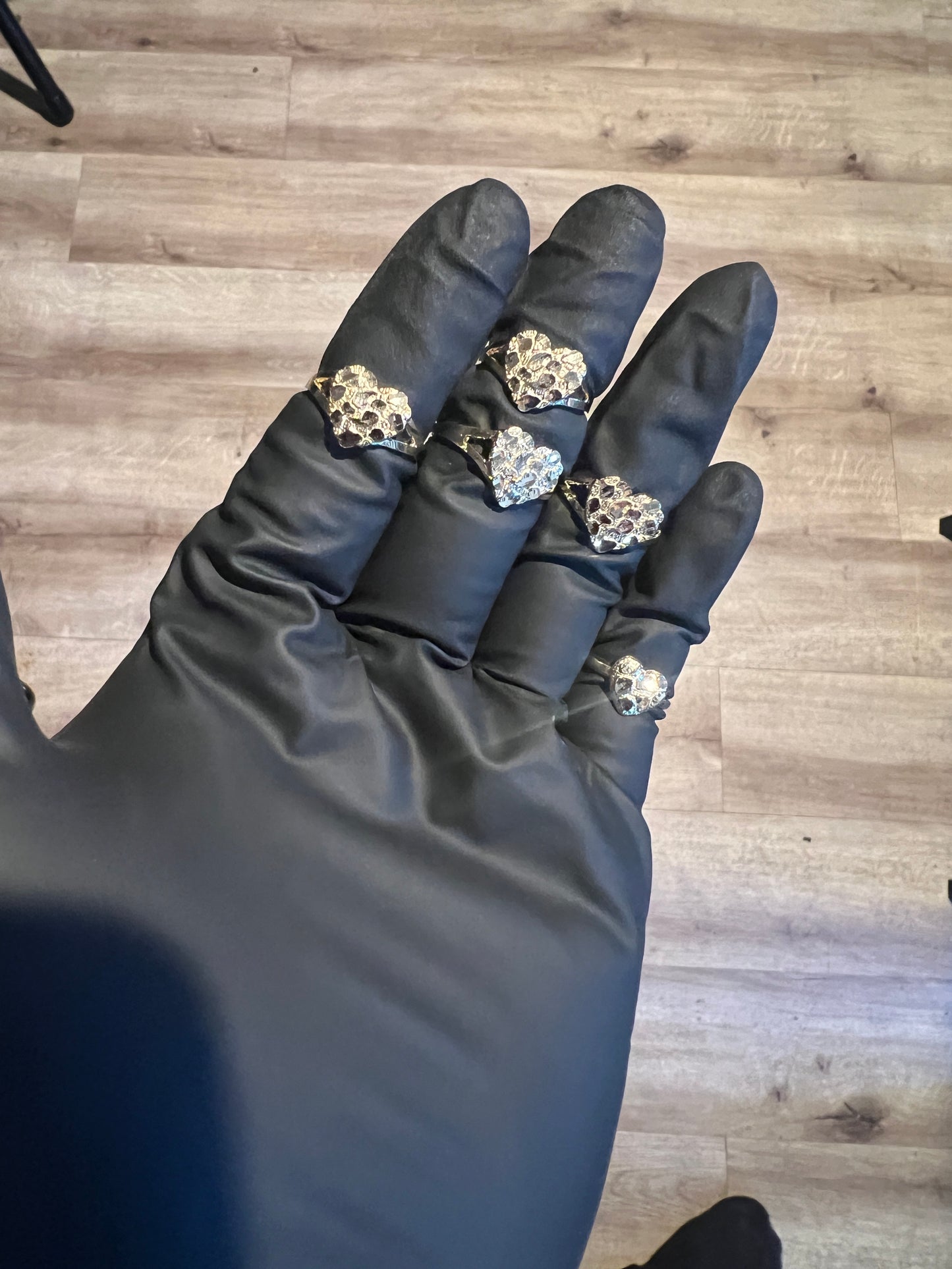 10k Heart gold nugget Rings