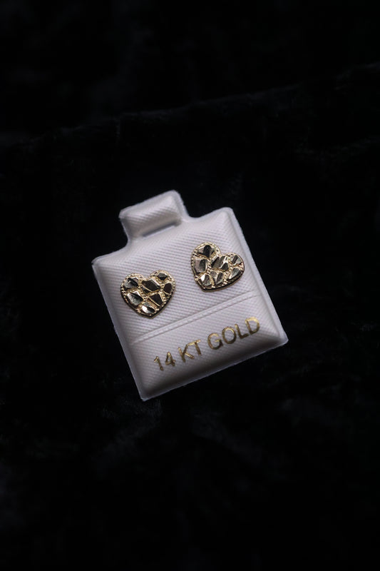 14k Heart Nugget Earrings