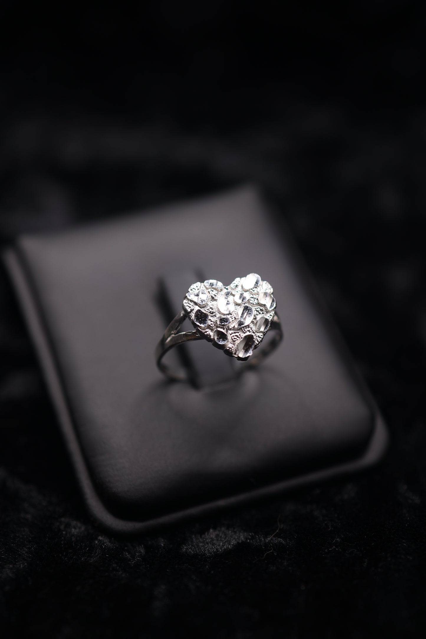 Small Silver nugget Heart Ring