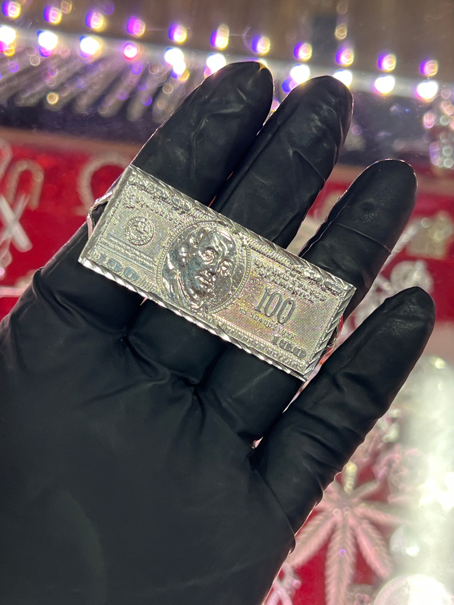 Big 100 Dollar 3 Finger Ring