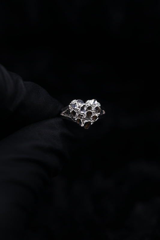 Small Silver nugget Heart Ring