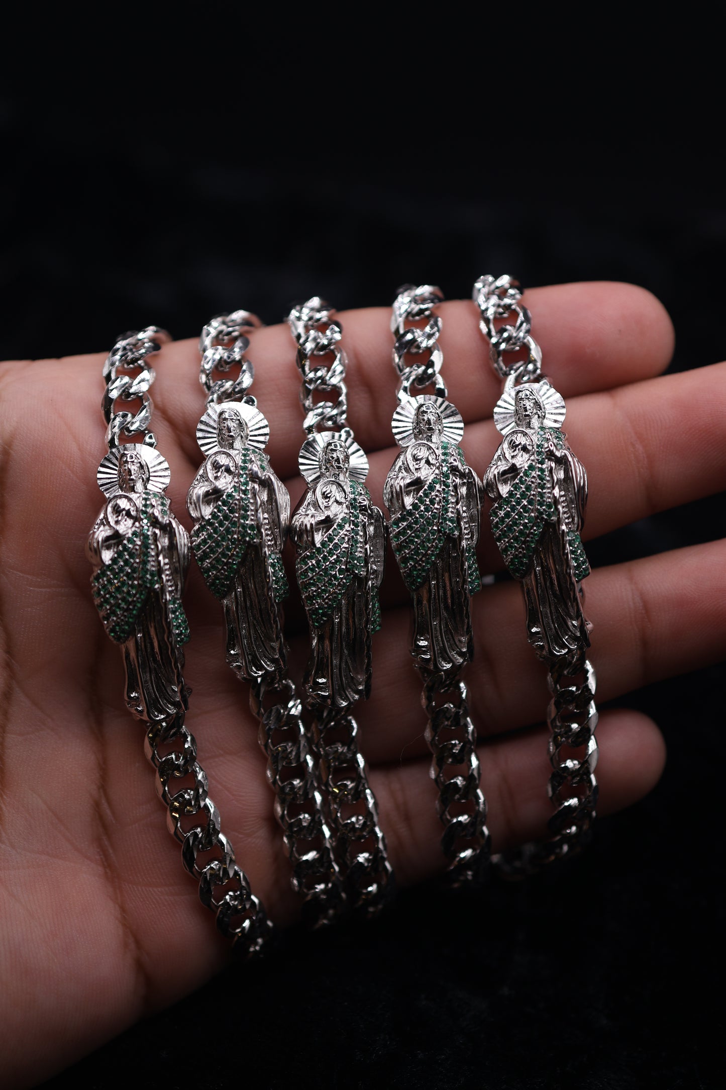 Small iced out san judas bracelet