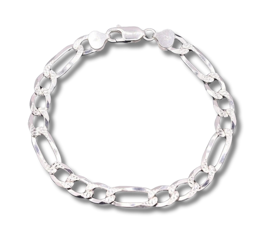 8MM Figaro Bracelet Diamond Cut