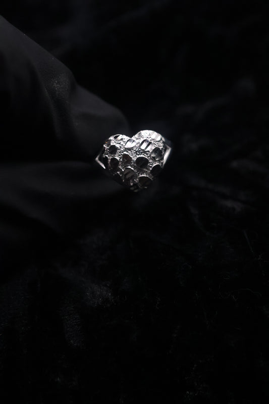 Small Silver nugget Heart Ring